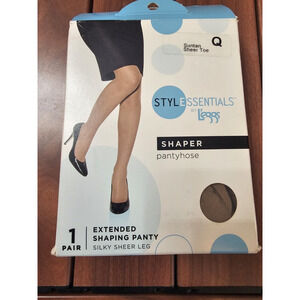New Leggs Sheer Toe Style Essentials Control Top‎ Shaper Pantyhose Q Suntan
